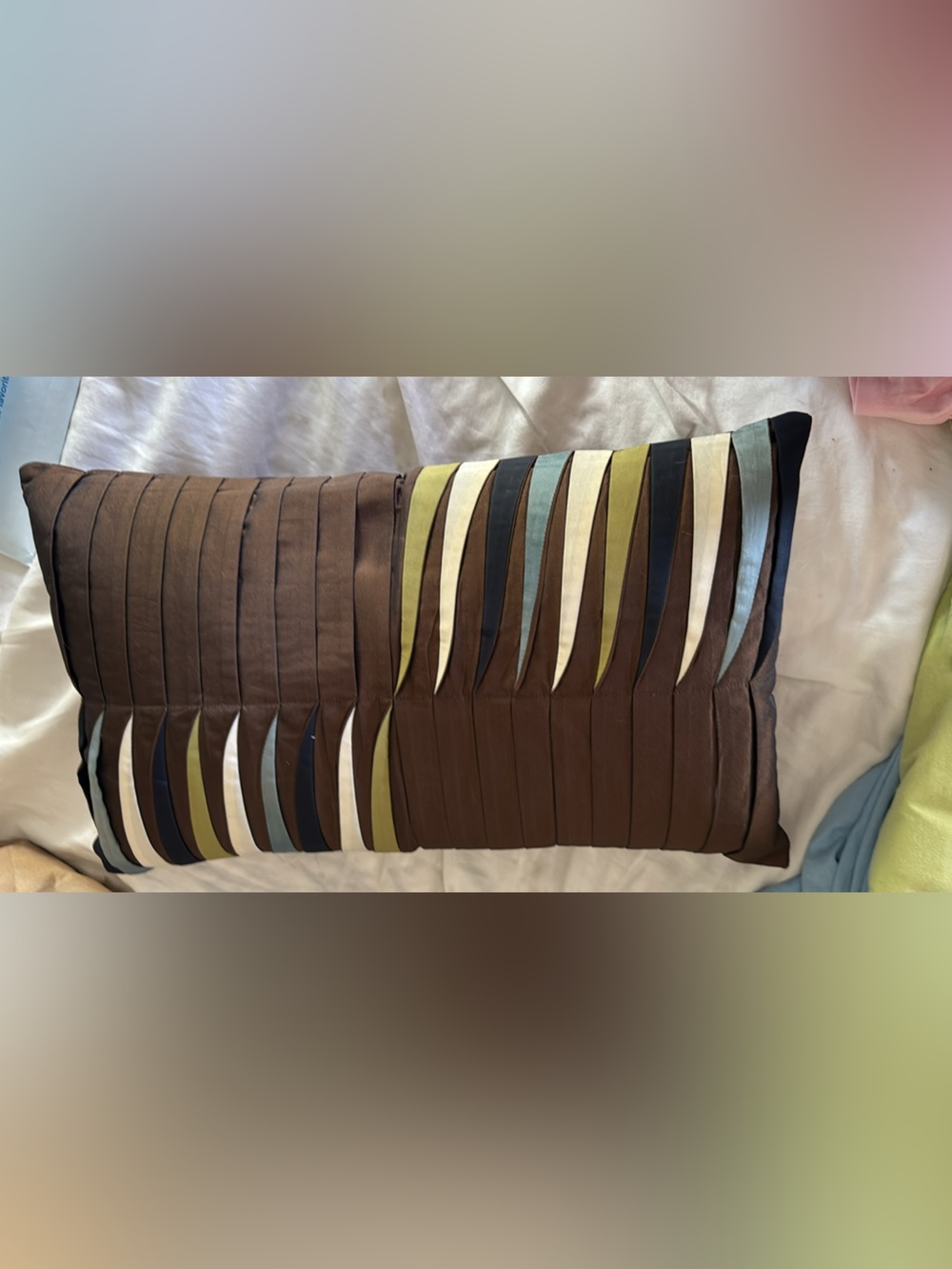 Brown teal olive pier 1 throw pillow
